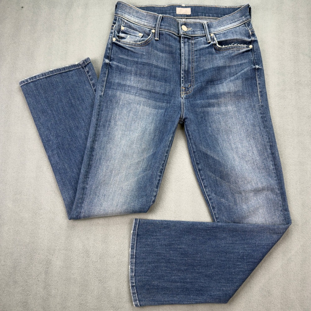 Mother The Insider Crop Jeans Double Trouble Blue Bootcut Denim 3 Size 28